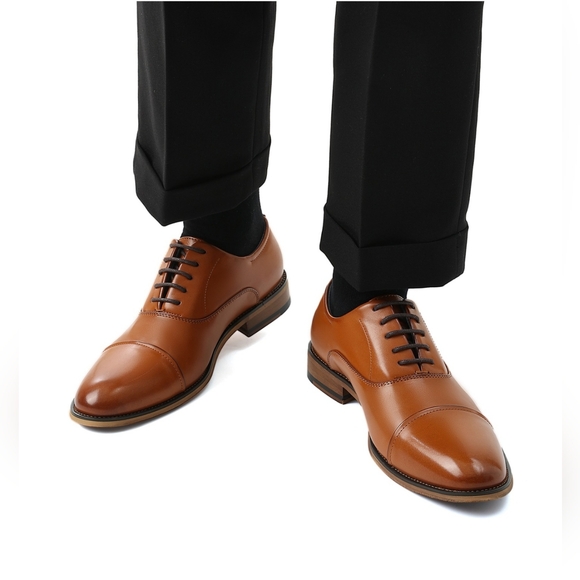 Bruno Marc Men's Brown Cap Toe PU Leather Oxford Shoe size 8 - Picture 6 of 6